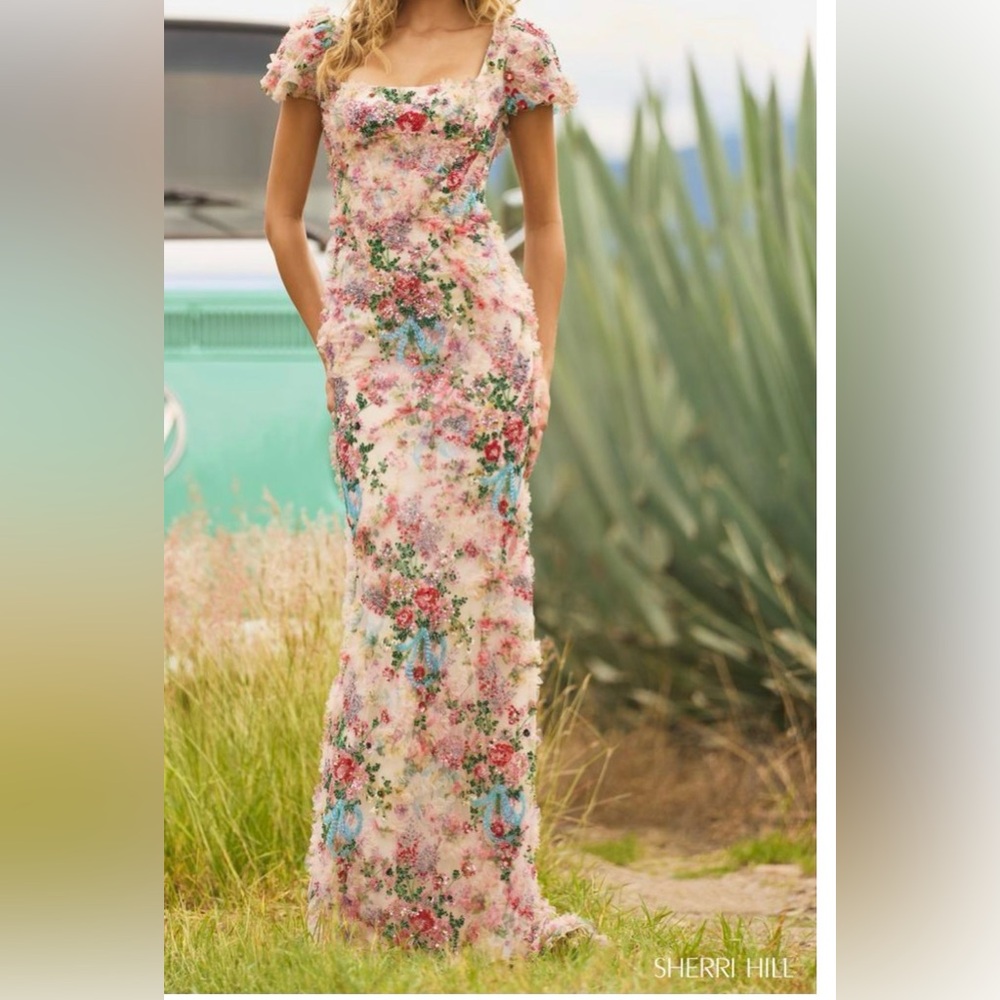 Sherry Hill runway worn Floral Sequin Dress